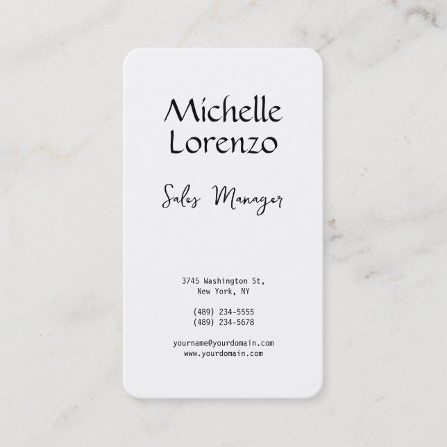 Carte De Visite Professionnel Moderne Simple Noir & Blanc (Devant)