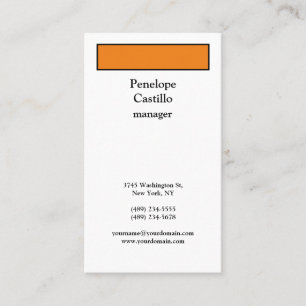 Carte De Visite Professionnel Moderne Simple Plat Orange & Blanc