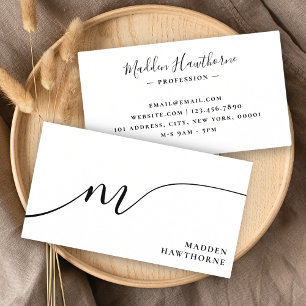 Carte De Visite Professionnel Moderne Simple Script Monogramme Ini