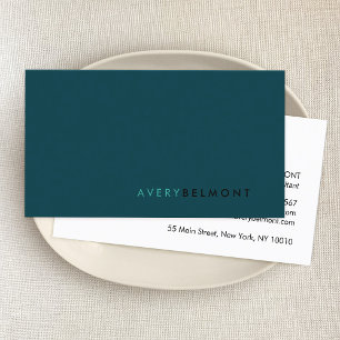 Carte De Visite Professionnel Moderne Simple Turquoise Vert Minima