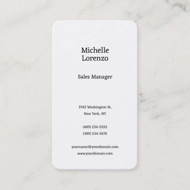Carte De Visite Professionnel Moderne Simple Uni Noir & Blanc (Devant)