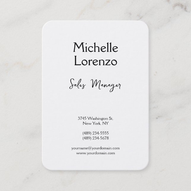 Carte De Visite Professionnel Moderne Simple Uni Noir & Blanc (Devant)