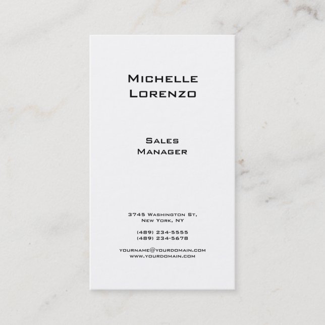 Carte De Visite Professionnel Moderne Simple Uni Noir & Blanc (Devant)