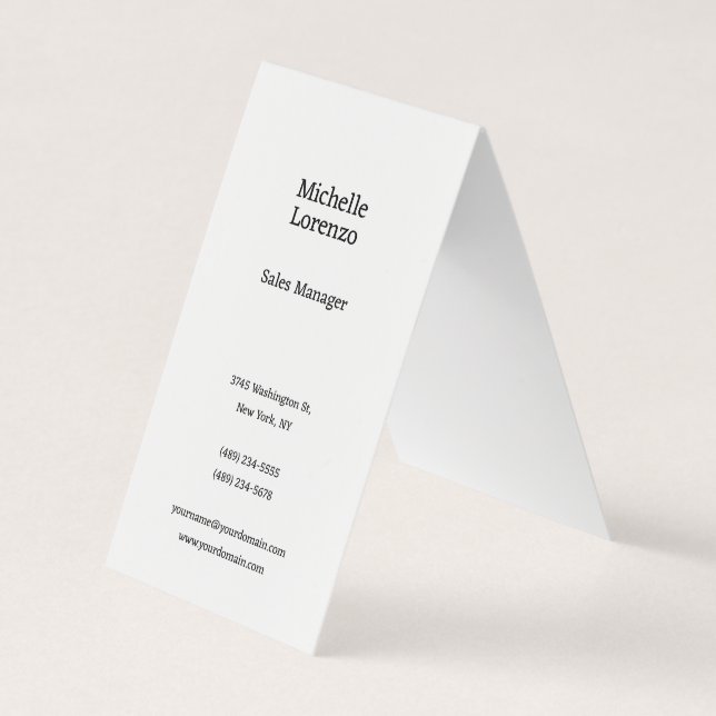 Carte De Visite Professionnel Moderne Simple Uni Noir & Blanc (Devant)