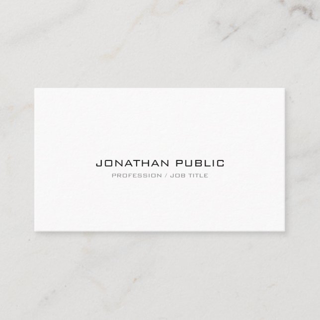 Carte De Visite Professionnel Moderne Sleek Chic élégant Blanc Pla (Devant)
