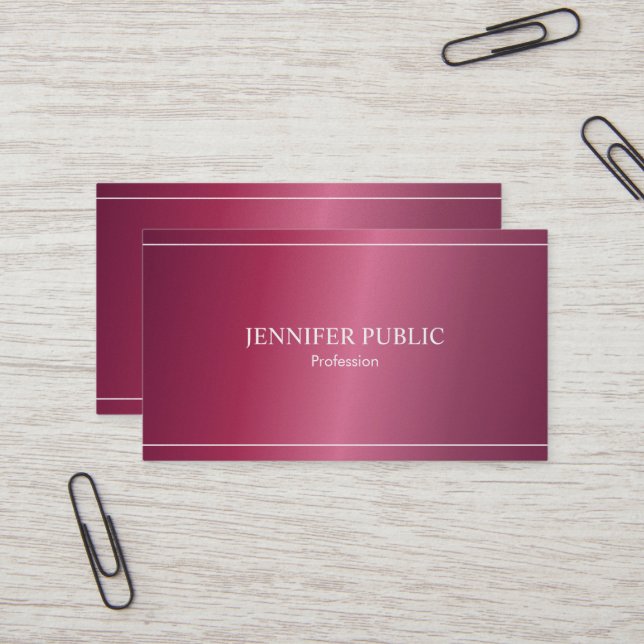 Carte De Visite Professionnel Moderne tendance Glamour Plain Luxe (Devant/Arrière en situation)