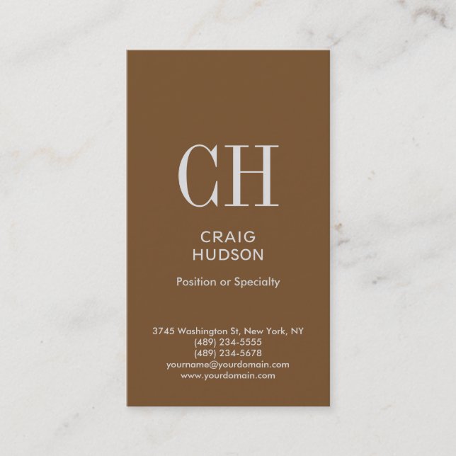 Carte de visite professionnel Monogramme Brown (Devant)