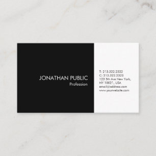 Carte De Visite Professionnel noir blanc élégant Plaine artistique