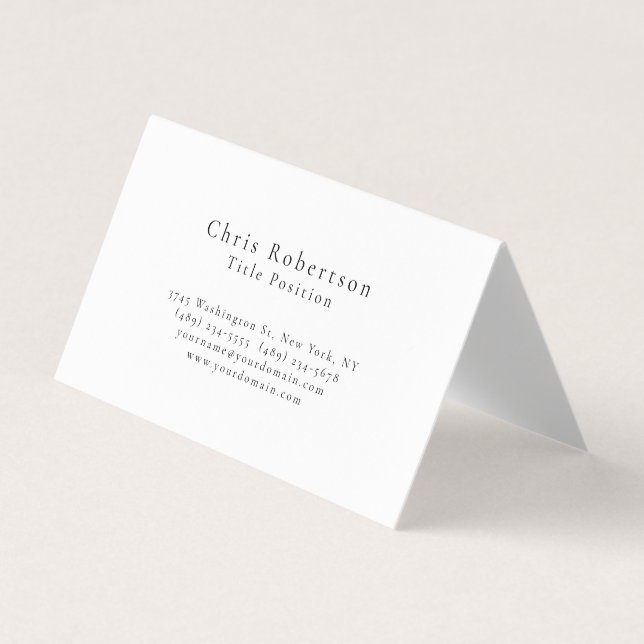Carte De Visite Professionnel Noir Blanc Moderne Simple (Devant)
