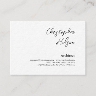 Carte De Visite Professionnel Noir Blanc Plain Architecte Épais