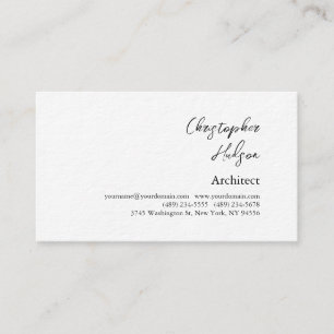Carte De Visite Professionnel Noir Blanc Plain Architecte Épais