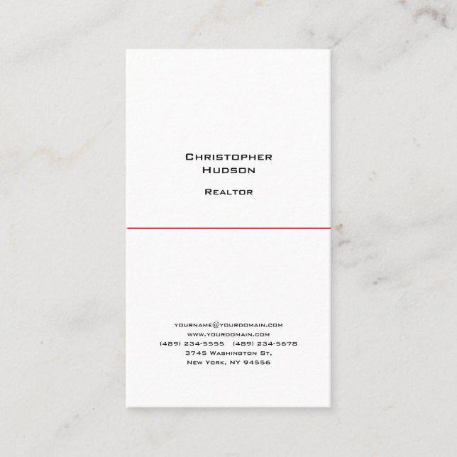 Carte De Visite Professionnel Noir Blanc Simple Immobilier simple (Devant)