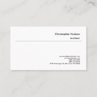 Carte De Visite Professionnel Noir Blanc Simple Plain Architect