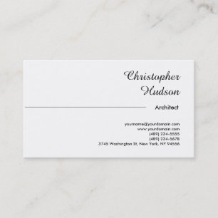 Carte De Visite Professionnel Noir Blanc Simple Plain Architect