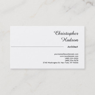 Carte De Visite Professionnel Noir Blanc Simple Plain Architect