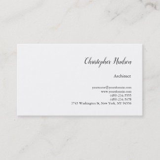 Carte De Visite Professionnel Noir Blanc Simple Plain Architect