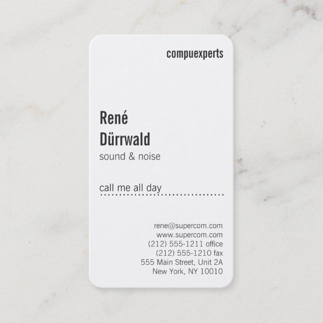 Carte De Visite Professionnel Noir et Blanc (Devant)