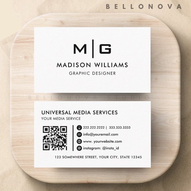 Carte De Visite Professionnel noir et blanc personnalisable (Customizable White And Black Professional Business Card)