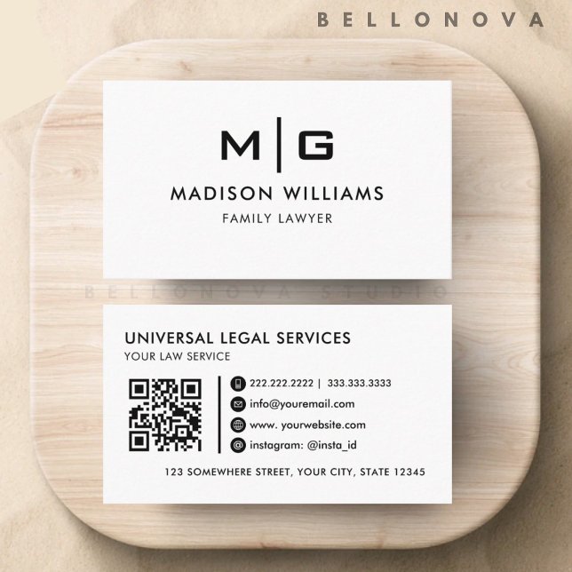 Carte De Visite Professionnel noir et blanc personnalisable (Customizable White And Black Professional Business Card)