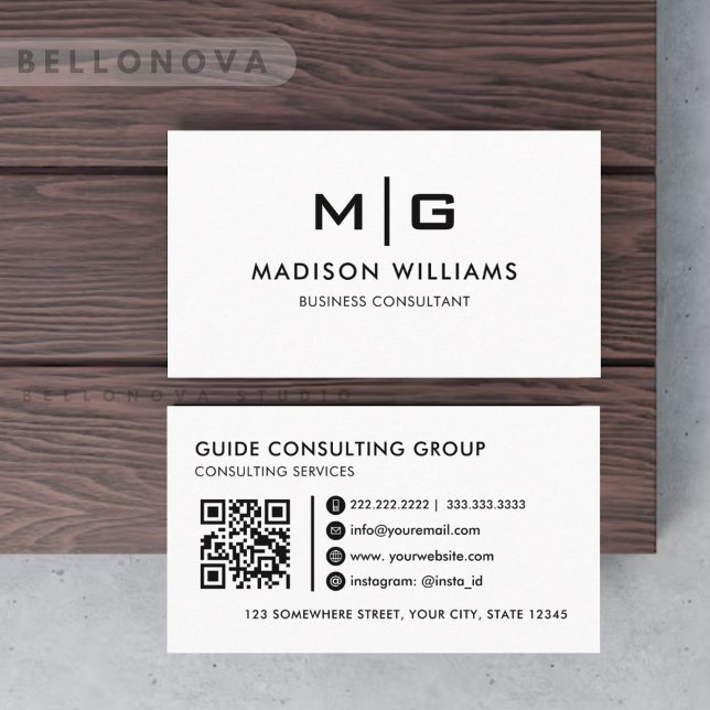 Carte De Visite Professionnel noir et blanc personnalisable (Customizable White And Black Professional Business Card)