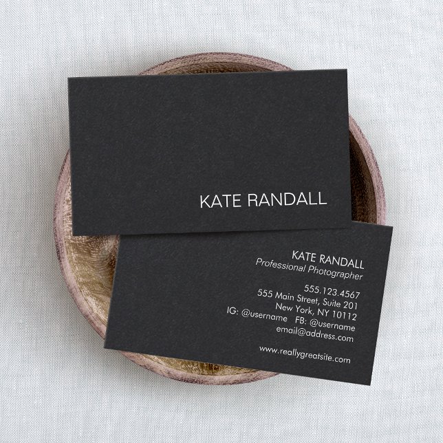 Carte De Visite Professionnel Noir Moderne Militaire (black professional minimalistic business cards)