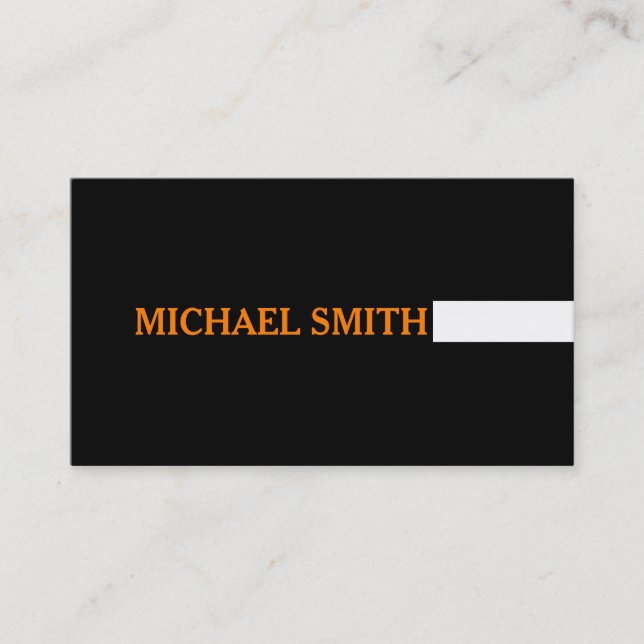 Carte De Visite Professionnel Noir moderne Orange (Devant)