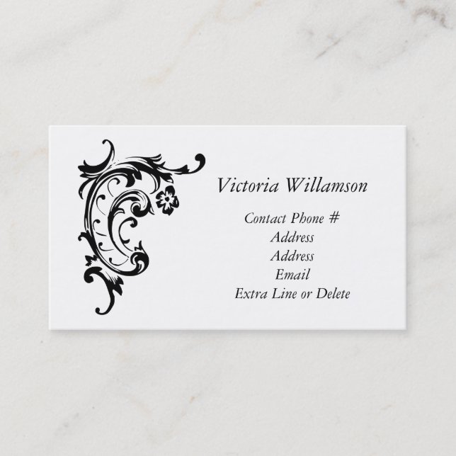 Carte De Visite Professionnel noir simple d'ornement de rouleau (Devant)