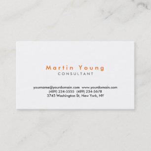 Carte de visite professionnel Orange White Modern