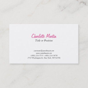 Carte De Visite Professionnel Pink White Manager Consultant Chef