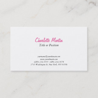 Carte De Visite Professionnel Pink White Manager Consultant Chef