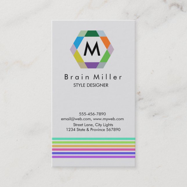 Carte De Visite Professionnel Plain Élégant Moderne Simple Hexagon (Devant)