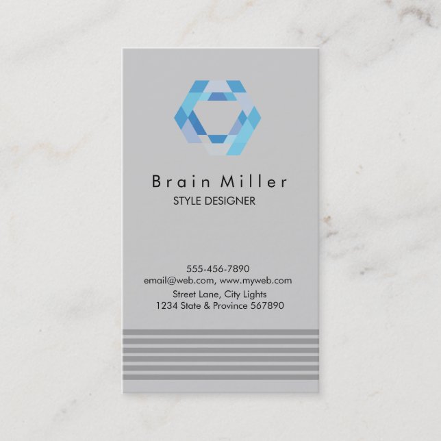 Carte De Visite Professionnel Plain Élégant Moderne Simple Hexagon (Devant)