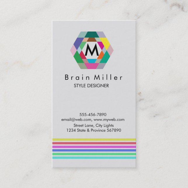 Carte De Visite Professionnel Plain Élégant Moderne Simple Hexagon (Devant)