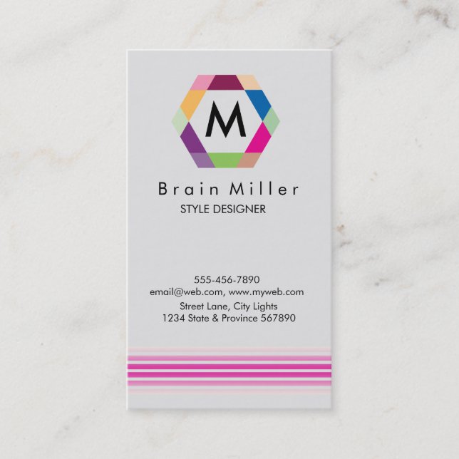 Carte De Visite Professionnel Plain Élégant Moderne Simple Hexagon (Devant)