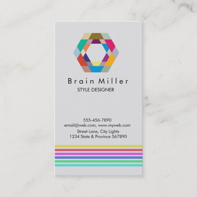 Carte De Visite Professionnel Plain Élégant Moderne Simple Hexagon (Devant)