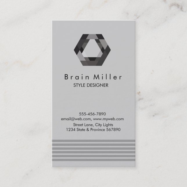 Carte De Visite Professionnel Plain Élégant Moderne Simple Hexagon (Devant)