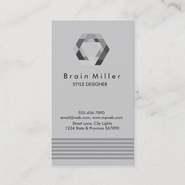 Carte De Visite Professionnel Plain Élégant Moderne Simple Hexagon (Devant)