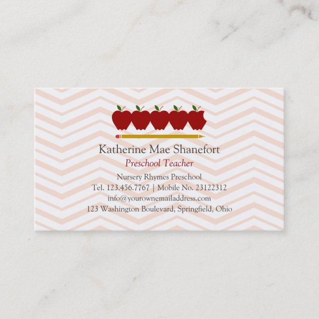 Carte De Visite Professionnel préscolaire de professeur (Devant)
