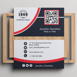 Carte De Visite Professionnel Red ajoutez votre logo QR Code