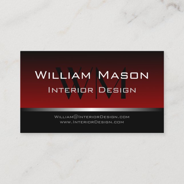 Carte de visite professionnel Red & Black Stripe (Devant)