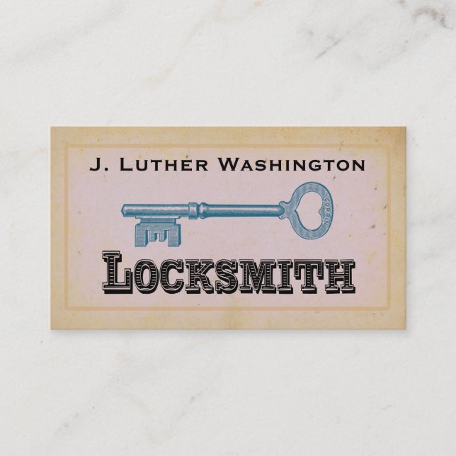 Carte de visite professionnel Retro Locksmith vint (Devant)