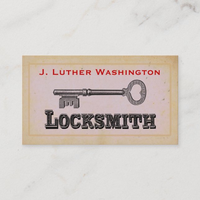 Carte de visite professionnel Retro Locksmith vint (Devant)