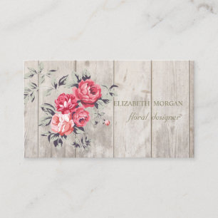 Carte De Visite Professionnel Romantique ,Fleurs,Texture de Bois