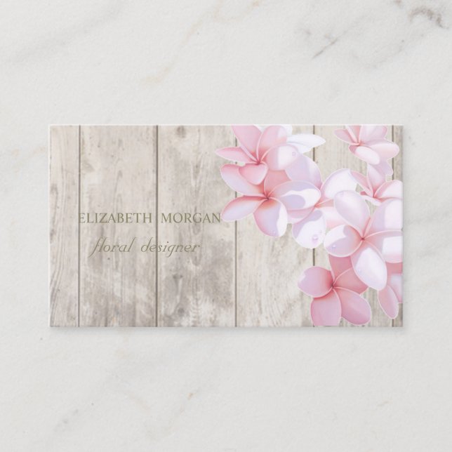 Carte De Visite Professionnel Romantique ,Fleurs,Texture de Bois (Devant)