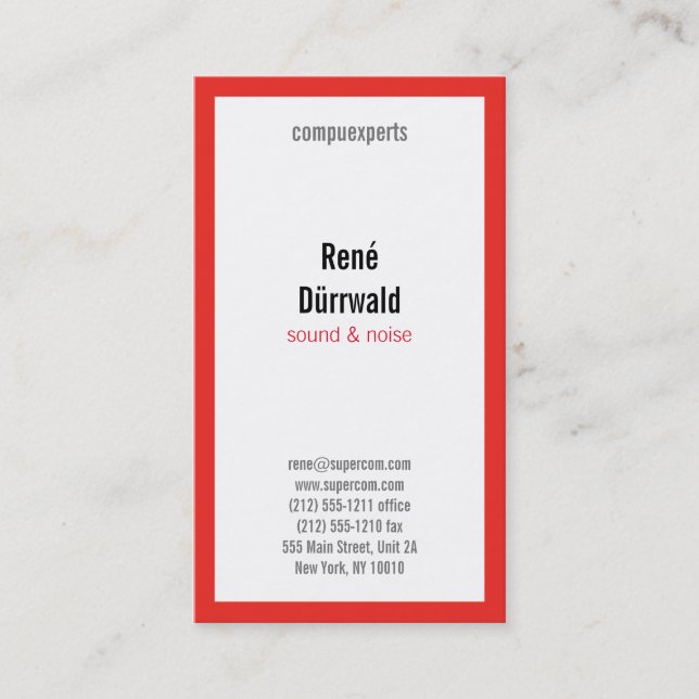 Carte De Visite Professionnel rouge blanc noir (Devant)
