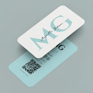 Carte De Visite Professionnel Simple Aqua Bleu Minimal Moderne