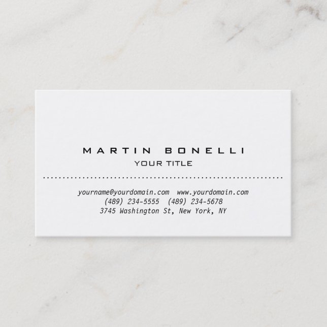 Carte de visite professionnel simple blanc (Devant)