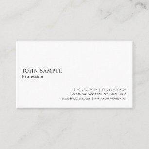 Carte De Visite Professionnel simple blanc moderne élégant simpl