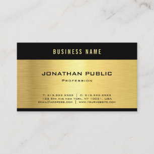 Carte De Visite Professionnel simple brillant d'or noir élégant 