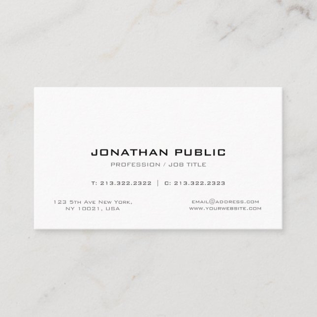 Carte De Visite Professionnel Simple Creative Chic Plain Moderne (Devant)